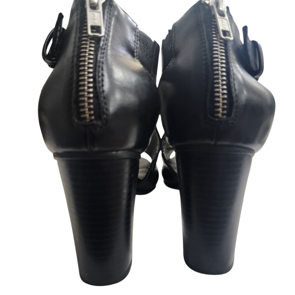 White Mountain 8M Womens Black Block Strappy Heels Pre-owned - Picture 4 of 12